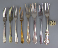Seafood cocktail pickle forks x8 Three tine. Silver plated/metal Vintage antique, used for sale  Shipping to South Africa