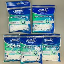 Oral-B Glide Bacteria Guard palitos de fio dental perfeitos 5PKx 75Ct sacos danificados! comprar usado  Enviando para Brazil