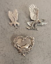 Used, 3 pc Falconry Bird of Prey Hawk Falcon Eagle Pewter Jewelry for sale  Shipping to South Africa