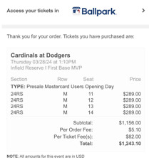 Dodgers opening day for sale  Santa Monica