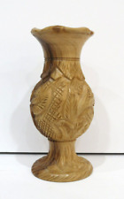 Olive Wood Vase Hand Carved Ornate Vintage 7 Inches High for sale  Shipping to South Africa