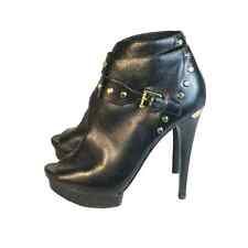Michael Kors Black Leather AIILEE Stud Open Toe Stiletto Heel Boots Size 7.5M for sale  Shipping to South Africa