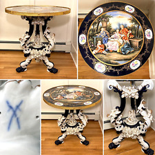 Mesa tampo de vidro porcelana vintage estilo rococó Meissen/Dresden grande 3 pés de largura comprar usado  Enviando para Brazil