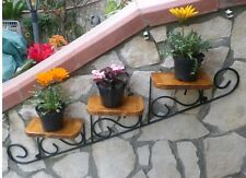 Mensola fioriera porta piante vasetti vasi in ferro battuto e legno rustico  usato  Acerra