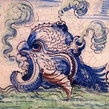 Delft Sea Monster Kiln Fired Ceramic or Porcelain Tile Kitchen Bathroom Fire for sale  Shipping to South Africa