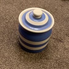 Used, Blue & White Cornishware Lidded Storage Jar Large And Wide Black Stamp for sale  Shipping to South Africa