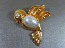 VTG SIGNED NAPIER BIRD JELLY BELLY FAUX PEARL GOLD TONE FIGURAL BROOCH PIN EVC for sale  Shipping to South Africa