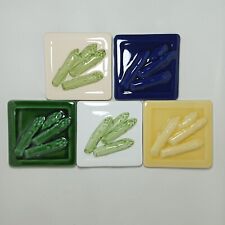 Lot of 5 Vintage Ceramic Wall Tiles "CUCUMBER" Glossy (4x4inch - 10x10cm) MUL for sale  Shipping to South Africa