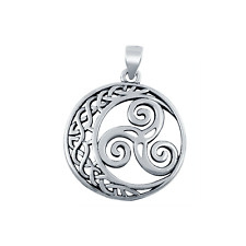 Moon and Triskelion Pendant Fashion Jewelry Round 925 Sterling Silver Jewelry for sale  Shipping to South Africa