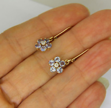 9ct Gold Tanzanite Diamond Drop Earrings, used for sale  Shipping to South Africa
