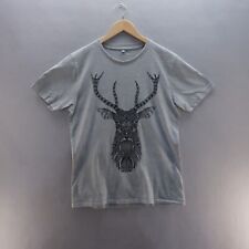 Reindeer T Shirt Medium Grey Tribal Graphic Short Sleeve Cotton Mens for sale  Shipping to South Africa