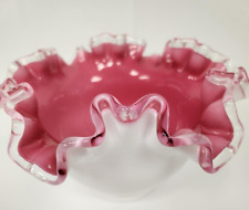 Fenton Milk Glass Pink Lined Ruffled Candy Dish for sale  Shipping to South Africa