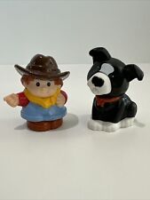 Fisher Price Little People Farmer w/ Brown Hat And Black  Dog Pup Red Bandana for sale  Shipping to South Africa