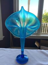 Vintage Jack in the Pulpit Iridescent Blue Vase 12" Signed RICK STRINI  for sale  Shipping to South Africa