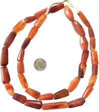 Strand of Mali Antique Agate Stone Carnelian Dk orange West African trade beads, used for sale  Shipping to Canada