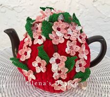 Chá de crochê aconchegante capa de chá vermelho flor de cerejeira chá aconchegante quente crochê sakura , usado comprar usado  Enviando para Brazil