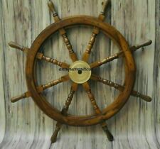 Usado, Volante de navio grande vintage 36 polegadas madeira teca latão navio pirata náutico comprar usado  Enviando para Brazil