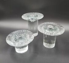 Set Of 3 Scandinavian Ice Glass Taper Candle Holders Various Heights EXCELLENT myynnissä  Leverans till Finland
