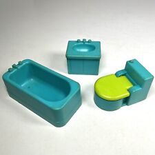 Conjunto de banheiro Fisher Price vintage Little People azul turquesa pia vaso sanitário comprar usado  Enviando para Brazil