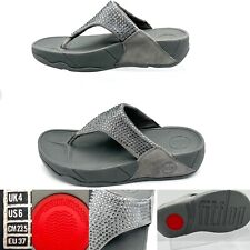 FITFLOP FLARE Womens Flip Flop Thong Sandals Sz 6 Gray Suede Micro Wobble Board, used for sale  Shipping to South Africa