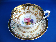 Royal Grafton Pink Cabbage Rose with Cobalt Blue and Gold Teacup & Saucer, used for sale  Shipping to South Africa