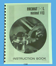 Used, Emco Emcomat 7 & 7L & Maximat V10 Lathe Instruction Manual *1249 for sale  Shipping to South Africa