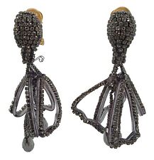 OSCAR DE LA RENTA Crystal Pave Impatiens Earrings Clip On Black NEW RRP310 for sale  Shipping to South Africa