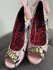 Ladies Iron Fist Size 4/37 Pastel Pink Zombie Teeth High Heels Stiletto Bows Emo for sale  Shipping to South Africa
