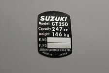 Placa de dados SUZUKI GT250 HEADTUBE FRAME, não adesivo + seu E No F No EXPRESS comprar usado  Enviando para Brazil