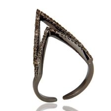 Used, Pave Diamond 925 Sterling Silver Black Oxidized Designer Midi Ring Jewelry for sale  Shipping to South Africa