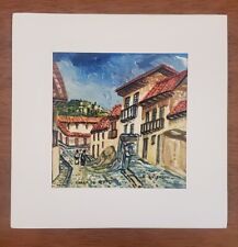 Original Canvas Painting "Calle De Quito" By Artist R. Salguero, 4 1/4 X 4 1/4in for sale  Shipping to South Africa