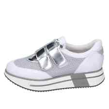 women's shoes GUARDIANS 36 EU sneakers white leather silver fabric DE245 for sale  Shipping to South Africa