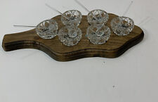 Adegas de sal vintage de vidro cristal com 6 colheres e bandeja de madeira, usado comprar usado  Enviando para Brazil