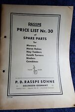 Rasspe price list for sale  WHITCHURCH