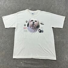 Camisa masculina vintage Shitzu XL branca gráfica Lhasa Apso Tibet cachorro algodão anos 90 Gildan comprar usado  Enviando para Brazil