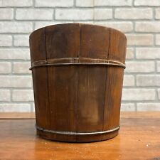 VINTAGE WOODEN SLAT BUCKET PLANTER CONTAINER RUSTIC DECOR for sale  Shipping to South Africa