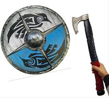 Usado, Escudo Viking com Valhalla com enfeites de machado Battleworn escudo de madeira 24" comprar usado  Enviando para Brazil