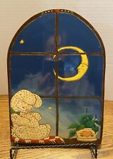 Vintage pintado à mão Moon Bunny Night Sky Wood Plaque Signed 1987 kzb Baby Room comprar usado  Enviando para Brazil