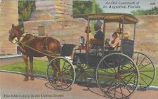 Postal de lino vintage de Florida Agustín antiguo carruaje tirado por caballos pintoresco segunda mano  Embacar hacia Argentina