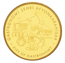 Used, TURKEY 2020, GOLD PLATED SILVER COIN, CITY OF GASTRONOMY, AFYONKARAHISAR, CASTLE for sale  Shipping to Canada