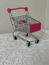 Mini carrinho de compras de metal supermercado realista alças rosa rodas rolantes, usado comprar usado  Enviando para Brazil