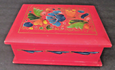 Caja de joyería hecha a mano y pintada a mano roja floral madera con tapas de pino segunda mano  Embacar hacia Argentina
