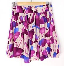 Twenty Purple Blue Short Skirt Size Large (10/12) Floral Full Skirt for sale  Shipping to South Africa