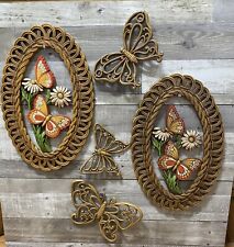 Coppercraft Wall Plaque Vintage Syroco Daisies Butterflies  5 Piece Wall Art for sale  Shipping to South Africa