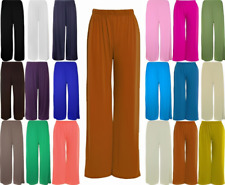 Womens Ladies Plain Plazzo Trouser  Lounge Flared Wide Leg Plazo Pants UK 8-26, used for sale  Shipping to South Africa