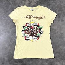 Camiseta Feminina Vintage Anos 90 Y2K Ed Hardy By Christian Audigier Rose Flower Tamanho XL comprar usado  Enviando para Brazil