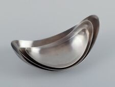 Usado, Conjunto de três tigelas Georg Jensen "Leaf" em aço inoxidável. Final dos anos 1900. comprar usado  Enviando para Brazil