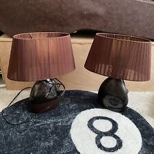 Bedside Table Lamps Pair Brown Wilkos Light Bedroom Decor, used for sale  Shipping to South Africa