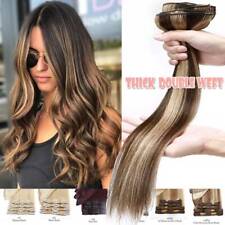 Double Weft 100% Clip In Remy Human Hair Extensions Full Head THICK mix Brown US for sale  Shipping to South Africa