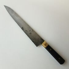 Cuchillo de chef de acero al carbono refuerzo de latón hoja de 11 pulgadas 16 pulgadas en general vintage segunda mano  Embacar hacia Argentina